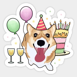 Birthday Corgi Sticker